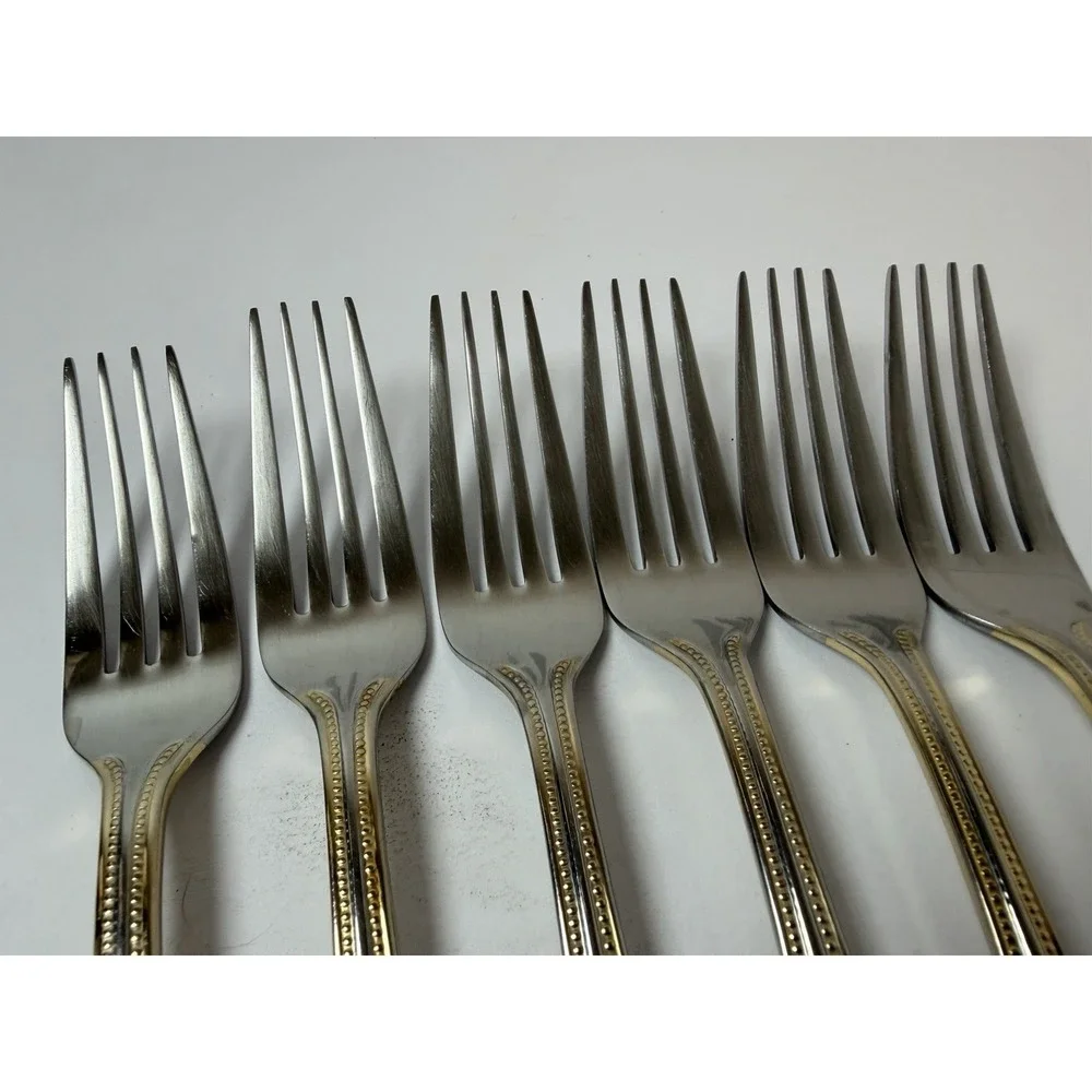 Wallace Stainless Gold Royal Bead Set Of 6 Dinner Forks